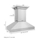 ZLINE 36 in. Professional Wall Mount Range Hood in Stainless Steel with Built-in CrownSound Bluetooth Speakers, 597iCRN-BT-36