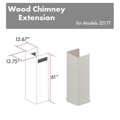 ZLINE 61 in. Wooden Chimney Extension for Ceilings up to 12.5 ft, 321TT-E