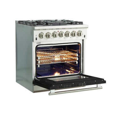 Forno Capriasca 30" Freestanding Dual Fuel Range Black Door