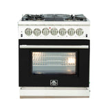 Forno Capriasca 30" Freestanding Dual Fuel Range Black Door