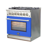 Forno Capriasca 30" Freestanding Dual Fuel Range Blue Door