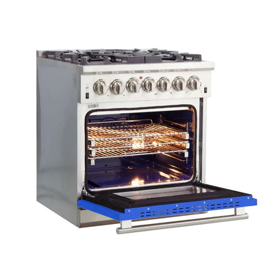 Forno Capriasca 30" Freestanding Dual Fuel Range Blue Door