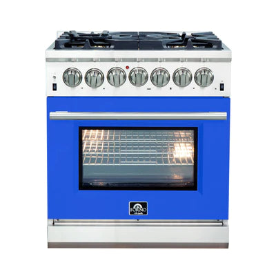 Forno Capriasca 30" Freestanding Dual Fuel Range Blue Door