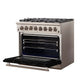 FORNO Capriasca 36" 5.36 cu. ft. Dual Fuel Range with 6 Italian Burners in Black, FFSGS6187-36BLK