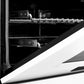 ZLINE Autograph 48" 6.0 cu. ft. Legacy Dual Fuel Range with 7 Burner Gas Cooktop and 2 Electric Ovens in Satin Stainless Steel with White Matte Doors and Matte Black Accents, RASZ-WM-48-MB