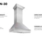 ZLINE 30 in. Kitchen Appliance Package with Satin Stainless Steel Stainless Dual Fuel Range, Ducted Vent Range Hood and Tall Tub Dishwasher, 3KP-RASRH30-DWV