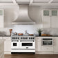 ZLINE Autograph 48" 6.0 cu. ft. Legacy Dual Fuel Range with 7 Burner Gas Cooktop and 2 Electric Ovens in Satin Stainless Steel with White Matte Doors and Matte Black Accents, RASZ-WM-48-MB