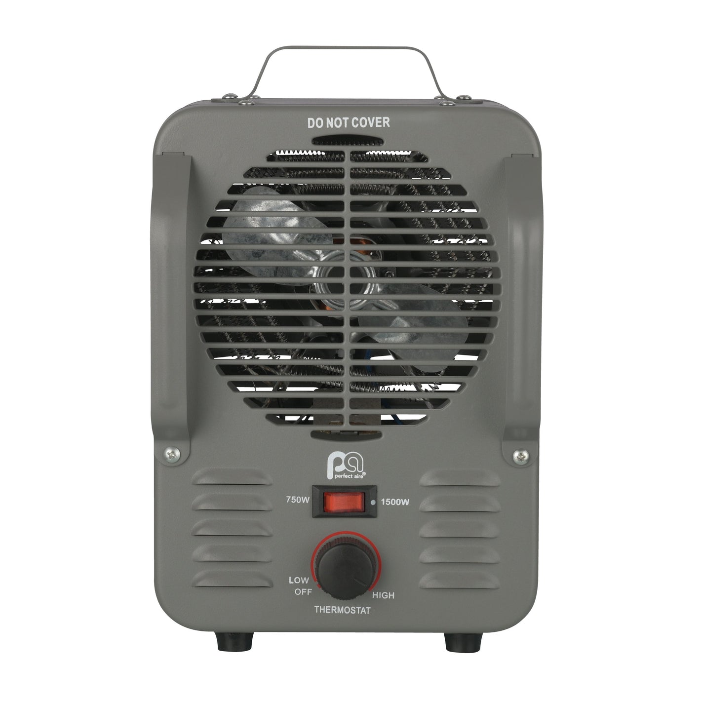 1500/750W 12" Metal Milkhouse Utility Heater with Fan-Only Mode and Anti-Freeze Function, Grey