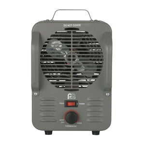 1500/750W 12" Metal Milkhouse Utility Heater with Fan-Only Mode and Anti-Freeze Function, Grey