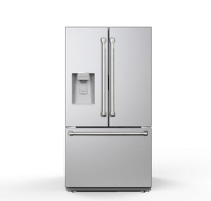 THOR Kitchen 36" 28.9 cu. ft. French Door Standard Depth Refrigerator with Water Dispenser and Dual Ice Maker, TRF3628FFD