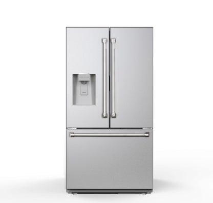 THOR Kitchen 36" 28.9 cu. ft. French Door Standard Depth Refrigerator with Water Dispenser and Dual Ice Maker, TRF3628FFD