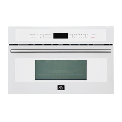 FORNO Espresso Oliena 30" 1.6 cu. ft. Built-In Microwave Oven in White with Stainless Steel Handles, FMWDR3093-30WHT