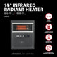 1500/750W 4-Tube Infrared 14" Heater with Remote and Eco-Mode, Black