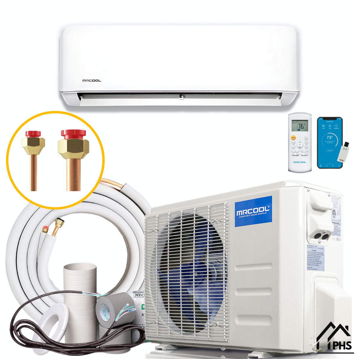 MRCOOL 5th Gen Advantage 9,000 BTU Single Zone Mini Split Complete System with 16ft. Line Set 230V (HVAC Technician Required), A-09-HP-230D-O