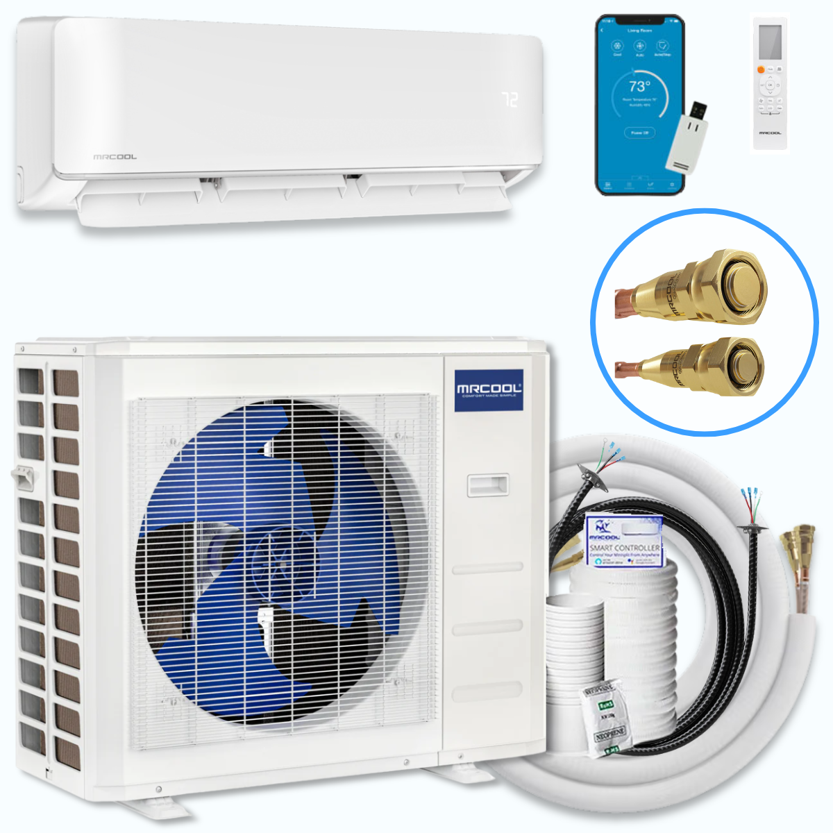 MRCOOL DIY® 5th Gen E Star 36,000 BTU Single Zone Mini Split Complete System 230V with 25 ft. DIY Quick Connect Line Set and DIYPRO Cable, DIY-36-HP-WM-230D25-O