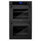 ZLINE Appliance Package - 30" Double Wall Oven, Rangetop, Over The Range Microwave In Black Stainless