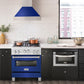 ZLINE 30" Dual Fuel Range in Satin Stainless Steel with Blue Matte Door & 30" Range Hood Appliance Package, 2KP-RASBMRH30