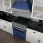 ZLINE 30" 4.0 cu. ft. Legacy Dual Fuel Range with 4 Burner Gas Cooktop and Electric Convection Oven in Satin Stainless Steel and Blue Matte Door, RAS-BM-30