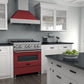ZLINE 30" 4.0 cu. ft. Legacy Dual Fuel Range with 4 Burner Gas Cooktop and Electric Convection Oven in Satin Stainless Steel and Red Matte Door, RAS-RM-30