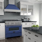 ZLINE 36" 4.6 cu. ft. Legacy Dual Fuel Range with 6 Burner Gas Cooktop and Electric Convection Oven in Satin Stainless Steel and Blue Matte Door, RAS-BM-36