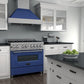 ZLINE 36" 4.6 cu. ft. Legacy Dual Fuel Range with 6 Burner Gas Cooktop and Electric Convection Oven in Satin Stainless Steel and Blue Gloss Door, RAS-BG-36