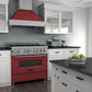 ZLINE 36" 4.6 cu. ft. Legacy Dual Fuel Range with 6 Burner Gas Cooktop and Electric Convection Oven in Satin Stainless Steel and Red Gloss Door, RAS-RG-36