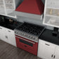 ZLINE 36" 4.6 cu. ft. Legacy Dual Fuel Range with 6 Burner Gas Cooktop and Electric Convection Oven in Satin Stainless Steel and Red Gloss Door, RAS-RG-36