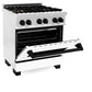 ZLINE Autograph 30" 4.0 cu. ft. Legacy Dual Fuel Range with 4 Burner Gas Cooktop and Electric Convection Oven in Satin Stainless Steel with White Matte Door and Matte Black Accents, RASZ-WM-30-MB