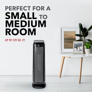 1500/900W Oscillating 23" Ceramic Heater with Remote, Black