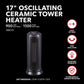 1500/900W Oscillating 17" Ceramic Heater, Black