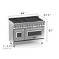 ZLINE 48" 6.0 cu. ft. Legacy Dual Fuel Range with 7 Burner Gas Cooktop and 2 Electric Ovens in Stainless Steel with Satin Stainless Steel Doors, RA-SN-48