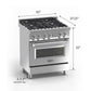 ZLINE 30" 4.0 cu. ft. Legacy Dual Fuel Range with 4 Burner Gas Cooktop and Electric Convection Oven in Satin Stainless Steel and Blue Matte Door, RAS-BM-30