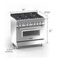 ZLINE 36" 4.6 cu. ft. Legacy Dual Fuel Range with 6 Burner Gas Cooktop and Electric Convection Oven in Satin Stainless Steel and Red Matte Door, RAS-RM-36