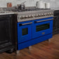 ZLINE 48" 6.0 cu. ft. Legacy Dual Fuel Range with 7 Burner Gas Cooktop and 2 Electric Ovens in Satin Stainless Steel and Blue Matte Doors, RAS-BM-48