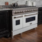 ZLINE Appliance Package - 48" Dual Fuel Range with White Matte Door and Convertible Vent Range Hood in Satin Stainless Steel, 2KP-RASWMRH48