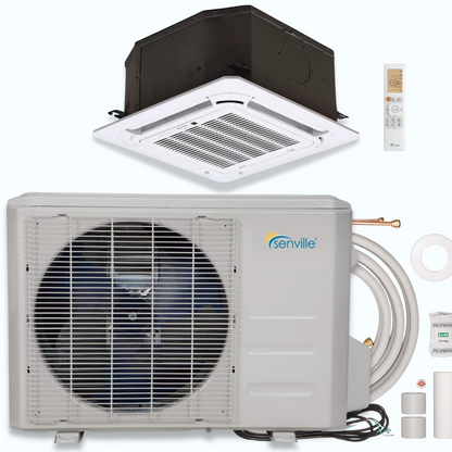 Senville AURA 9,000 BTU Ceiling Cassette Single Zone Ductless Mini Split - 230V - 20.5 SEER2 - Energy Star, SENA/09HF/IC