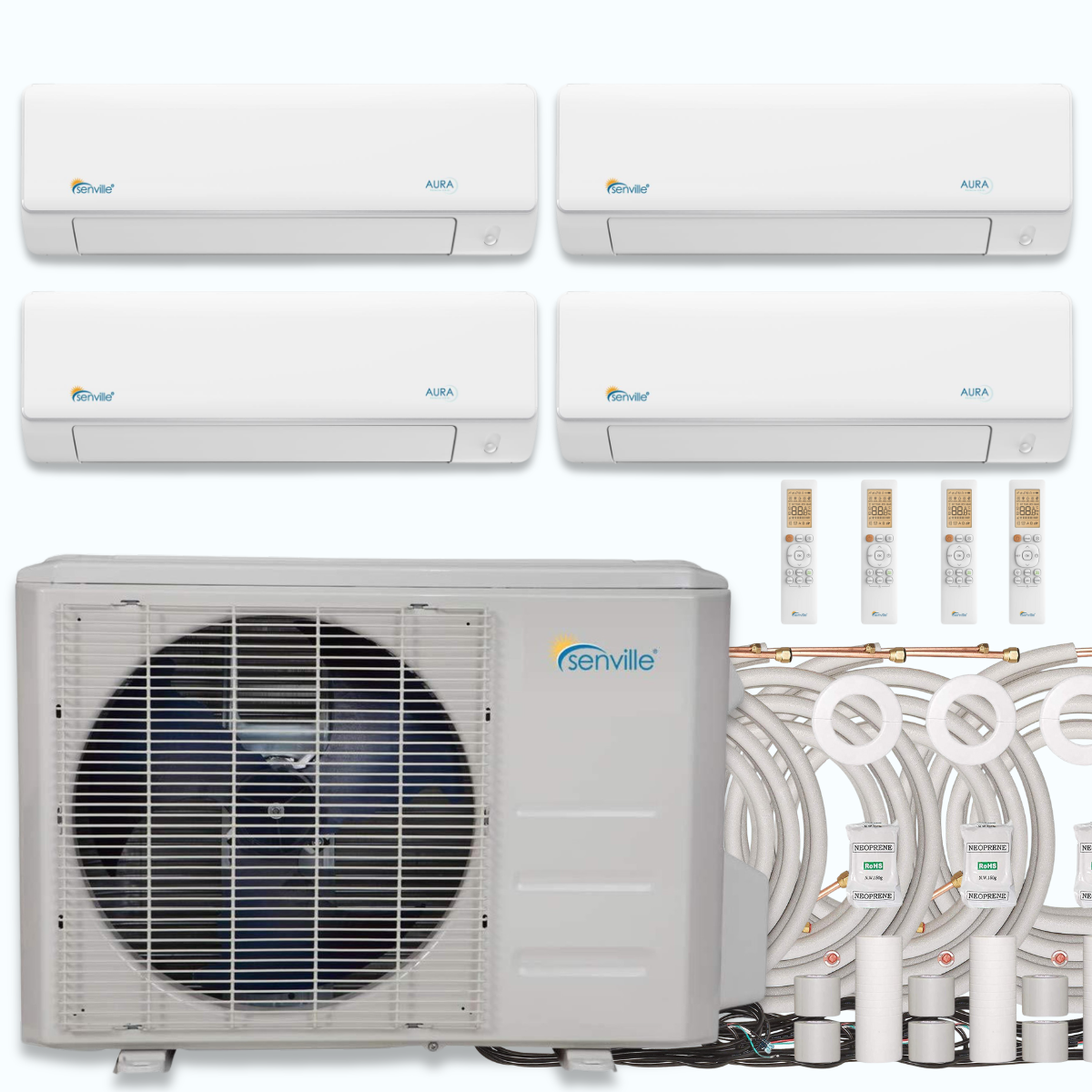 Senville AURA 36,000 BTU 4 Zone Ductless Mini Split - 230V - 23 SEER2 - Energy Star, SENA-36HF-Q9999