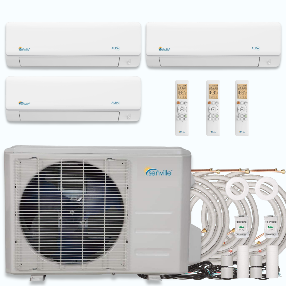 Senville AURA 39,000 BTU 3 Zone Ductless Mini Split - 230V - 23 SEER2 - Energy Star, SENA-36HF-T91218