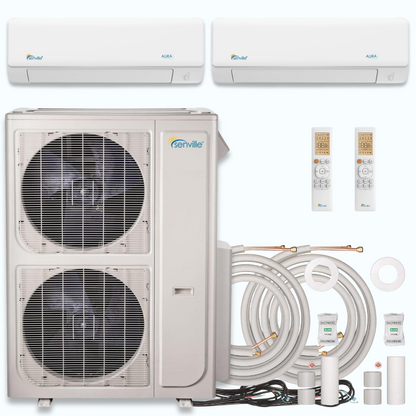Senville AURA 48,000 BTU 2 Zone Ductless Mini Split - 230V - 21.8 SEER2 - Energy Star, SENA-48HF-D2424