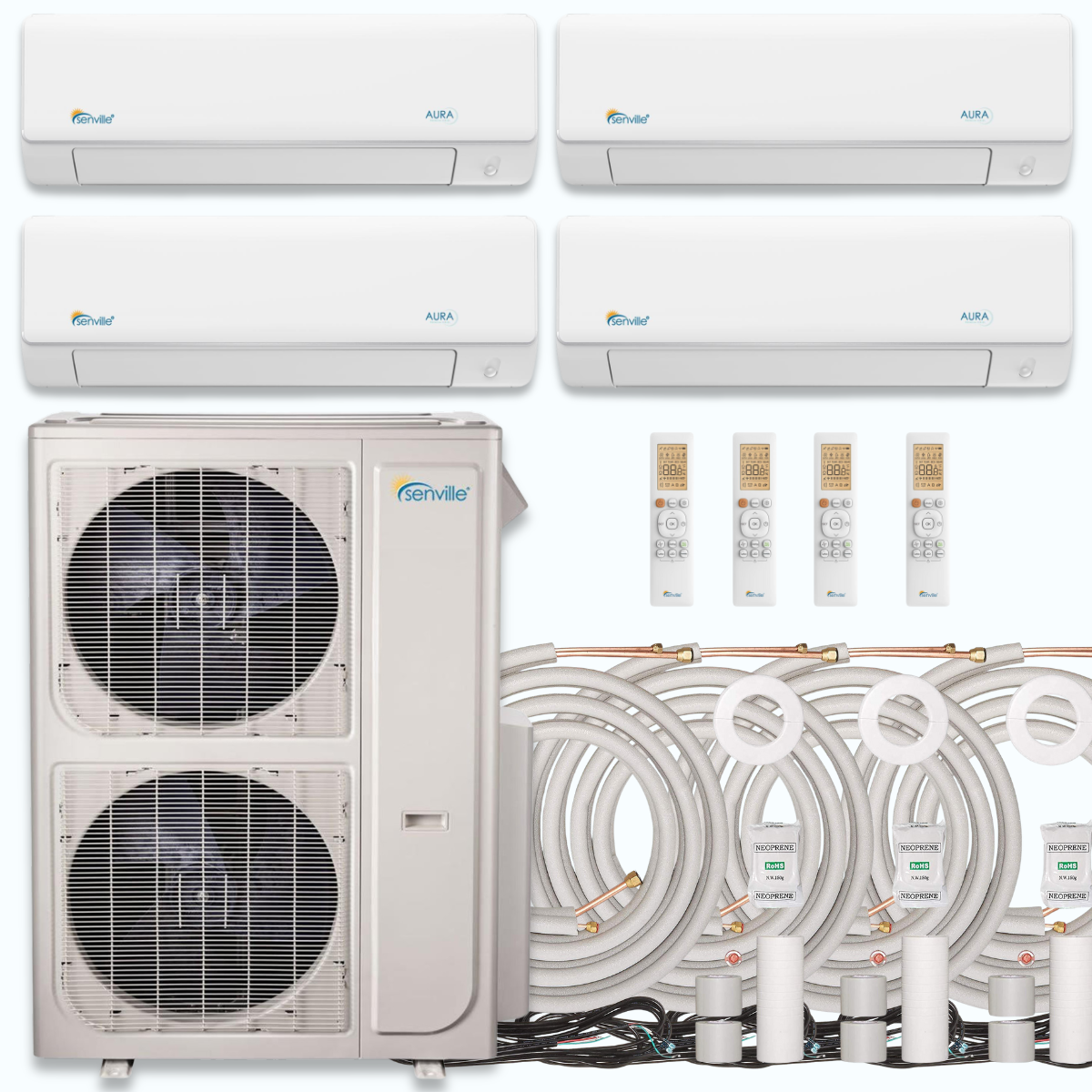 Senville AURA 48,000 BTU 4 Zone Ductless Mini Split - 230V - 21.8 SEER2 - Energy Star, SENA-48HF-Q12121212