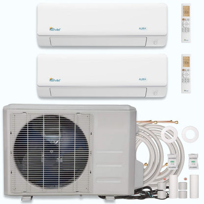 Senville AURA 18,000 BTU 2 Zone Ductless Mini Split - 230V - 25 SEER2 - Energy Star, SENA-18HF-D99