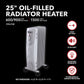 1500/900/600W 7-Fin 25" Oil-Filled Radiator Heater, White