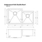 ZLINE 32 in. Jackson Undermount Double Bowl Stainless Steel Kitchen Sink with Bottom Grid, SRDR-32