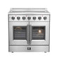 FORNO Package - 36" Electric French Door Range, Wall Mount Range Hood, Refrigerator and Dishwasher, AP-FFSEL6917-36-4PK-1