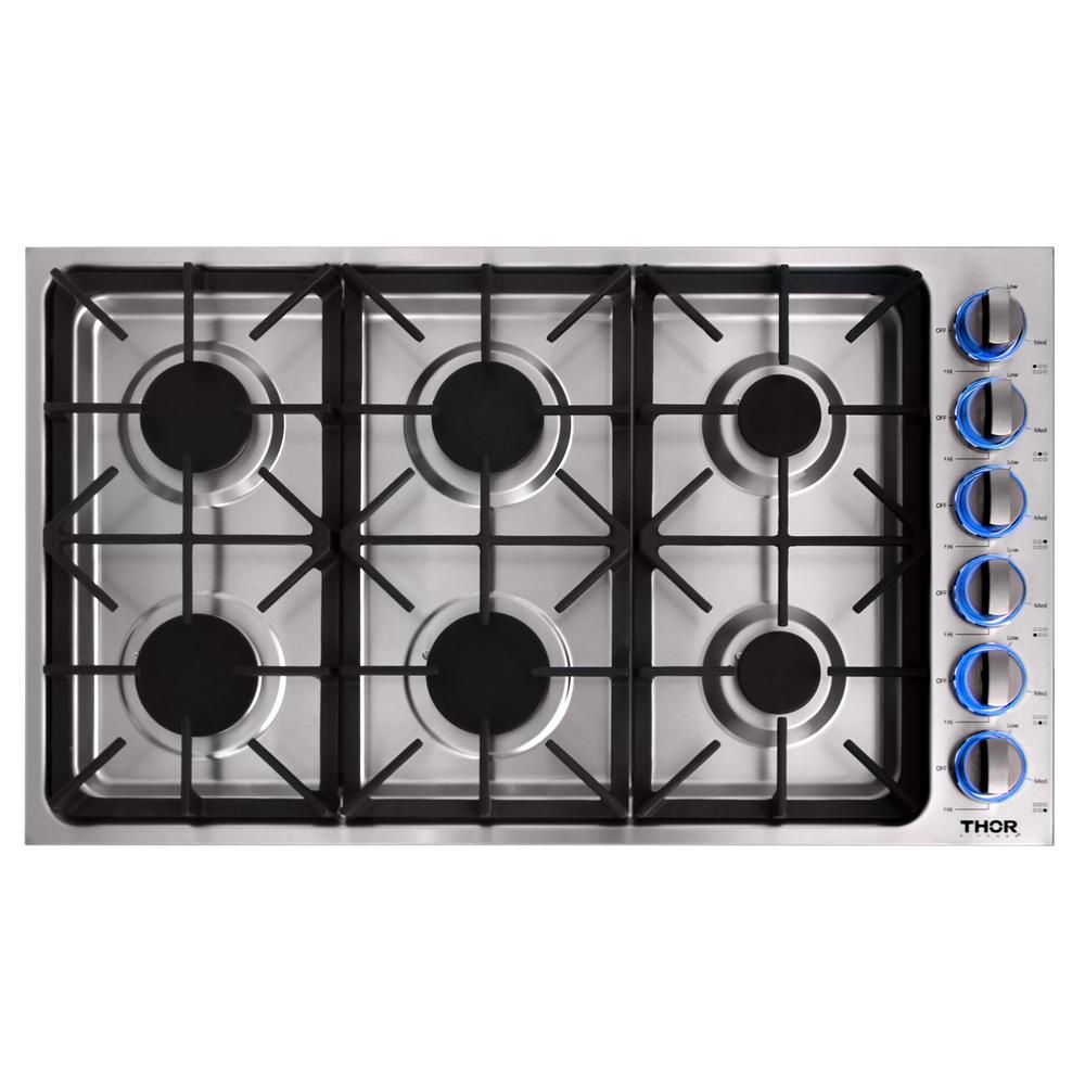 THOR 36 in. Drop-in Natural Gas Cooktop in Stainless Steel, TGC3601
