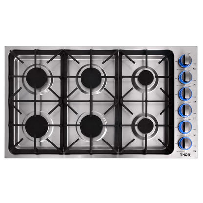 THOR 36 in. Drop-in Natural Gas Cooktop in Stainless Steel, TGC3601