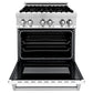 ZLINE Kitchen and Bath 30 in. Professional Gas Burner/Electric Oven Stainless Steel Range with White Matte Door, RA-WM-30