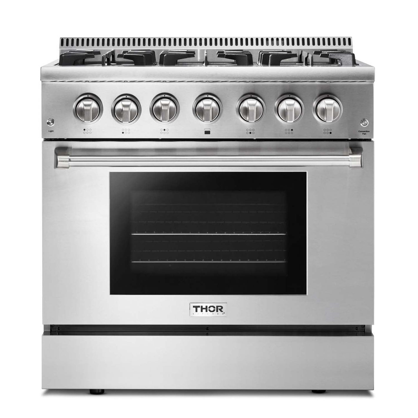 THOR Kitchen 36 in. Natural Gas Burner/Electric Oven Range in Stainless Steel, HRD3606U