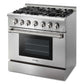 THOR Kitchen 36 in. Natural Gas Burner/Electric Oven Range in Stainless Steel, HRD3606U