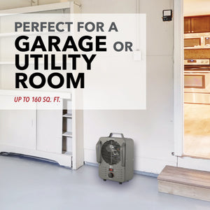 1500/750W 12" Metal Milkhouse Utility Heater with Fan-Only Mode and Anti-Freeze Function, Grey